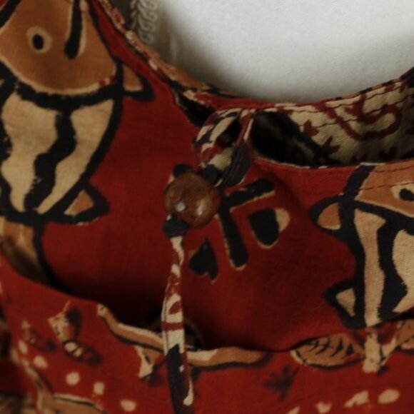 Unbranded Women's Red Blue Sadhu Block Print Reversible Boho Crossbody Bag - Picture 3 of 5